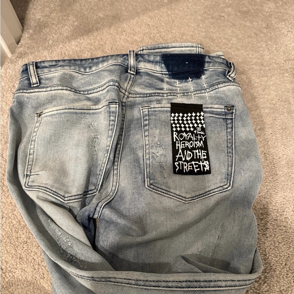 Ksubi Light Blue Skinny Jeans with Black Patch